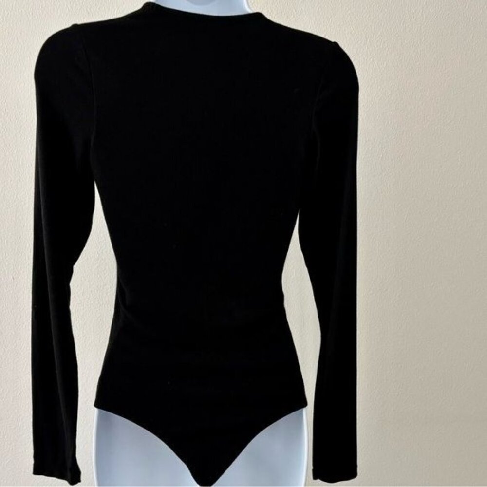 Klassy Network Bodysuit Medium Deep V Ribbed Minimalist Clean Girl Streetwear - Picture 13 of 14